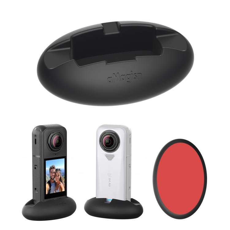 For Insta360 X4 Air/X3 aMagisn Silicone Mount Holder Base Car Dashboard & Desk Stand, Without Double - sided Tape, With Double - sided Tape - ORIWHIZaMagisnDJI & Insta360 AccessoriesInsta360 X Series