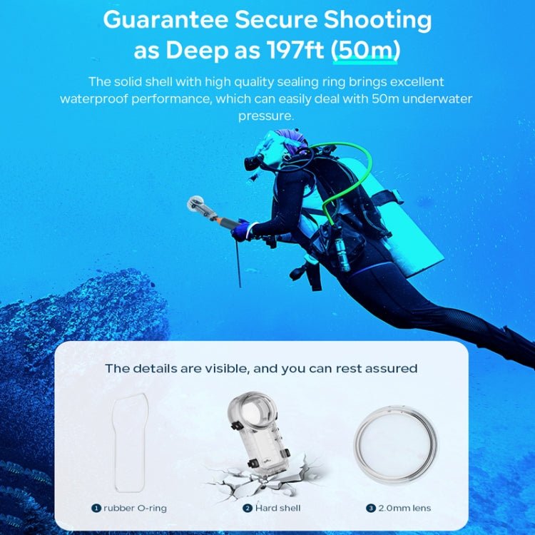 For Insta360 X4 aMagisn 50m Depth Waterproof Protective Case Quick Release Invisible Diving Cover, Waterproof Case - ORIWHIZaMagisnDJI & Insta360 AccessoriesInsta360 X Series