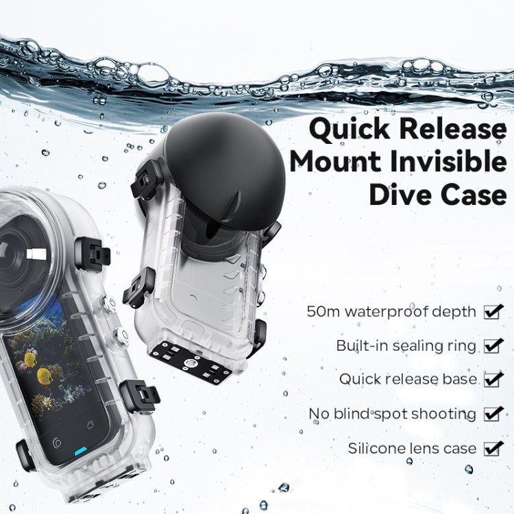 For Insta360 X4 aMagisn 50m Depth Waterproof Protective Case Quick Release Invisible Diving Cover, Waterproof Case - ORIWHIZaMagisnDJI & Insta360 AccessoriesInsta360 X Series