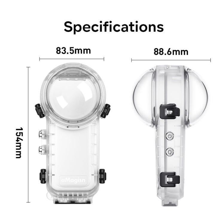 For Insta360 X4 aMagisn 50m Depth Waterproof Protective Case Quick Release Invisible Diving Cover, Waterproof Case - ORIWHIZaMagisnDJI & Insta360 AccessoriesInsta360 X Series