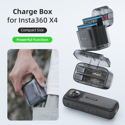 For Insta360 X4 AMagisn Dual Battery Charging Box Transparent Battery Storage Compartment, For Insta360 X4 Transparent - ORIWHIZaMagisnDJI & Insta360 AccessoriesInsta360 X Series