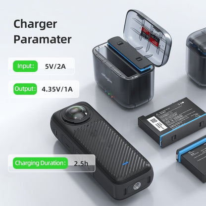 For Insta360 X4 AMagisn Dual Battery Charging Box Transparent Battery Storage Compartment, For Insta360 X4 Transparent - ORIWHIZaMagisnDJI & Insta360 AccessoriesInsta360 X Series