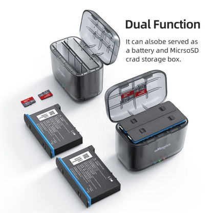For Insta360 X4 AMagisn Dual Battery Charging Box Transparent Battery Storage Compartment, For Insta360 X4 Transparent - ORIWHIZaMagisnDJI & Insta360 AccessoriesInsta360 X Series