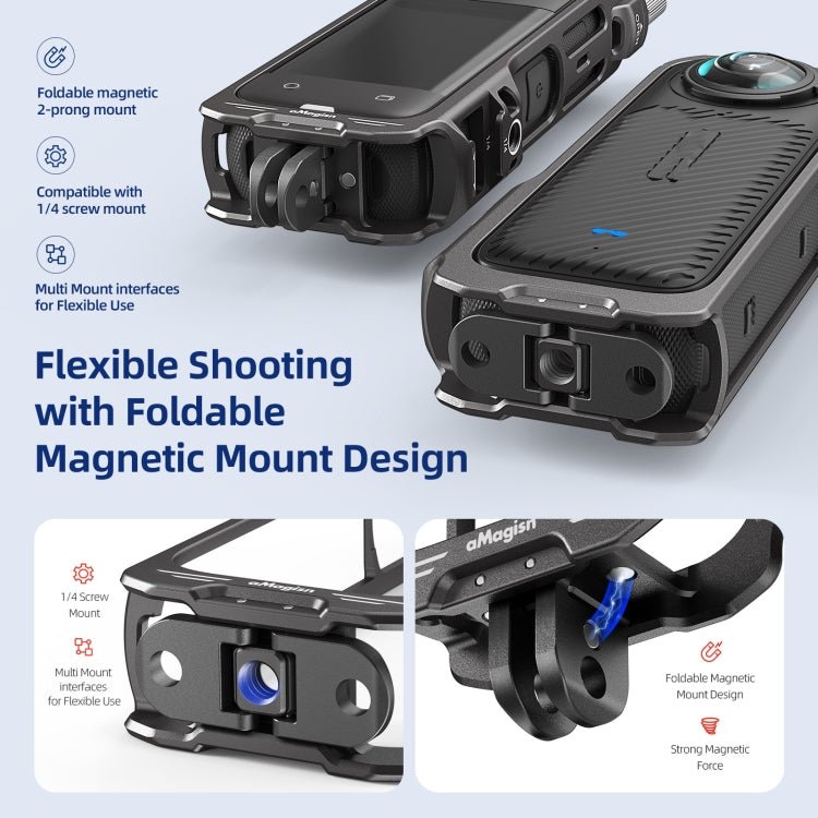 For Insta360 X4 AMagisn Metal Protective Housing Frame 2 Claws Rabbit Cage, 2 Claws Version - ORIWHIZaMagisnDJI & Insta360 AccessoriesInsta360 X Series