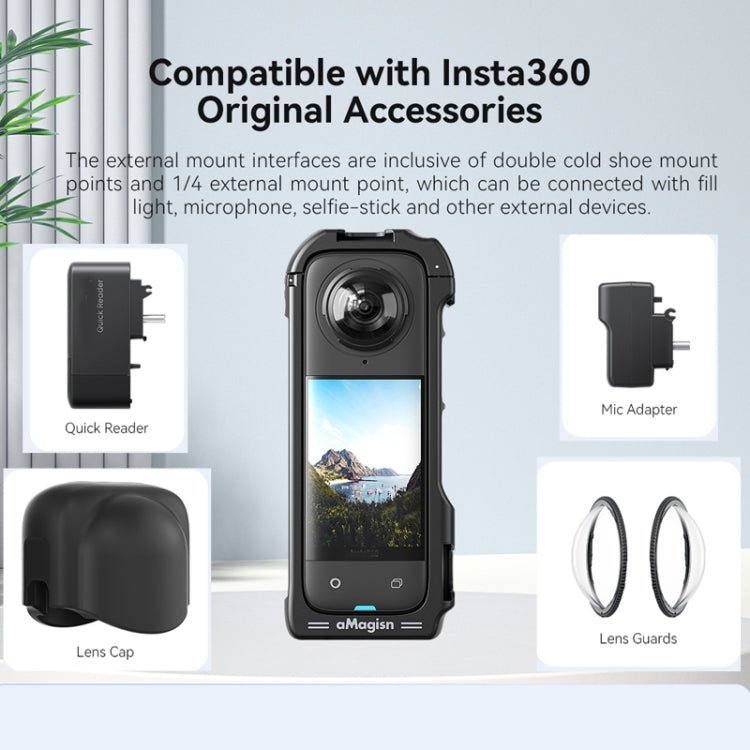 For Insta360 X4 aMagisn Quick - release Plastic Rabbit Cage Expansion Frame, Quick - release Plastic Frame - ORIWHIZaMagisnDJI & Insta360 AccessoriesInsta360 X Series
