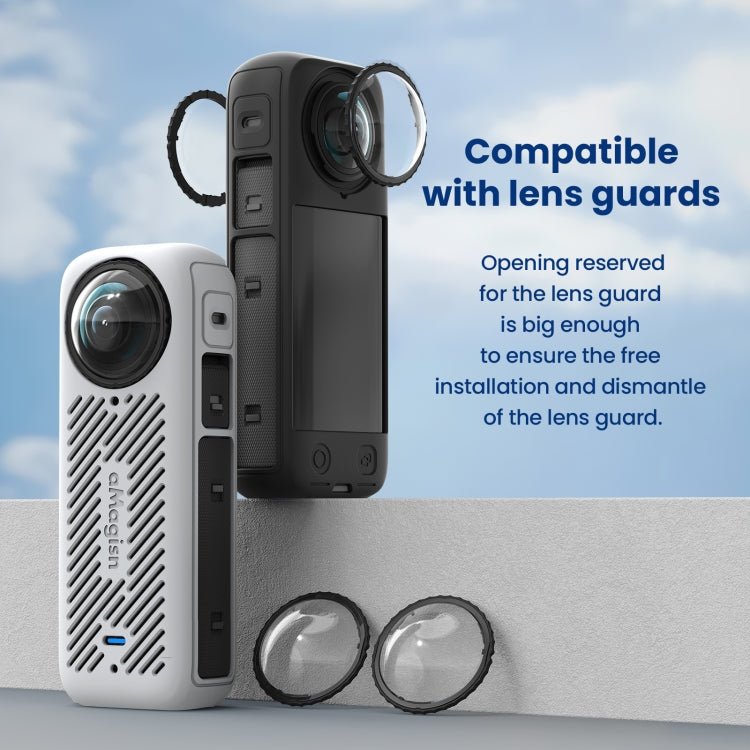 For Insta360 X4 AMagisn Silicone Protective Cover, Body Case + Lens Cover Black, Body Case + Lens Cover Gray, Body Case Black, Body Case Gray, Lens Cover Black, Lens Cover Gray - ORIWHIZaMagisnDJI & Insta360 AccessoriesInsta360 X Series