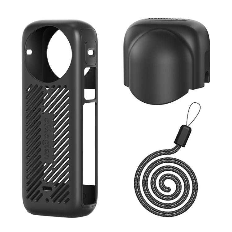 For Insta360 X4 AMagisn Silicone Protective Cover, Body Case + Lens Cover Black, Body Case + Lens Cover Gray, Body Case Black, Body Case Gray, Lens Cover Black, Lens Cover Gray - ORIWHIZaMagisnDJI & Insta360 AccessoriesInsta360 X Series