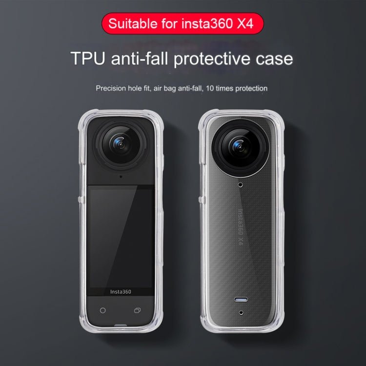 For Insta360 X4 Clear 1.5mm Soft TPU Protective Case, Single Cover, With Hand Strap, With Neck Strap - ORIWHIZDJI & Insta360 AccessoriesInsta360 X SeriesProtection & Cases