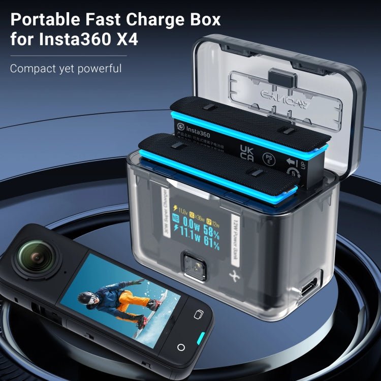 For Insta360 X4 CYNOVA Two - Way Charging Butler Screen Display Smart Charging Box - ORIWHIZCYNOVADJI & Insta360 AccessoriesInsta360 X Series