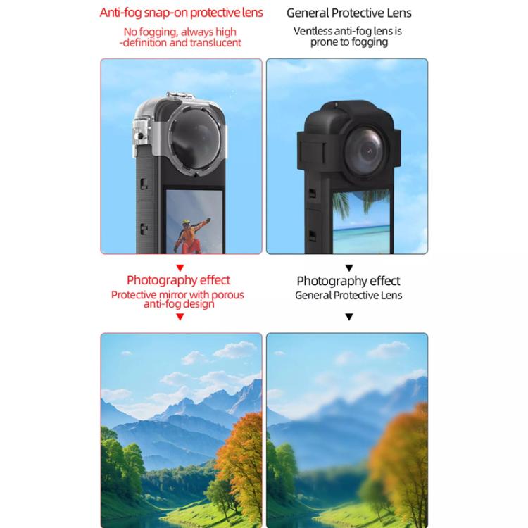 For Insta360 X4 HEPAIL AC37 Lens Anti - fog Snap - on Protective Mirror Front and Rear Lens Protectors, AC37 - ORIWHIZDJI & Insta360 AccessoriesHEPAILInsta360 X Series