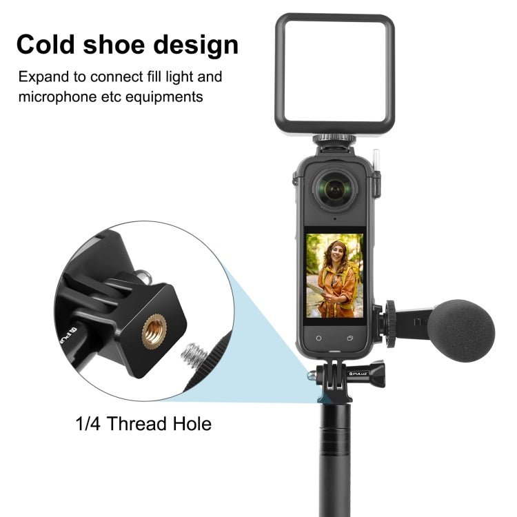 For Insta360 X4 PULUZ Cold Shoe PC Plastic Protective Frame with Adapter Mount & Screw, Cold Shoe PC Frame - ORIWHIZDJI & Insta360 AccessoriesInsta360 X SeriesProtection & Cases