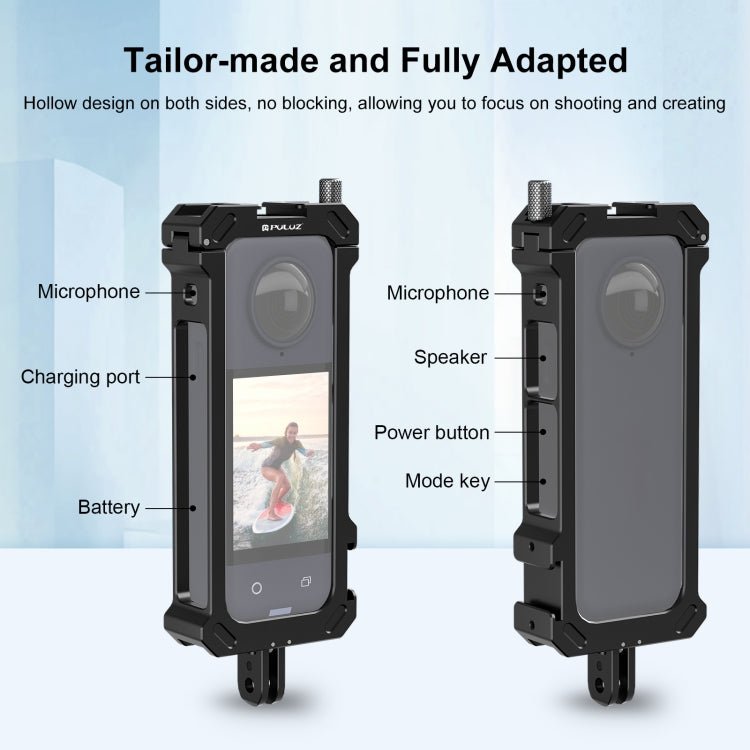 For Insta360 X4 PULUZ Metal Protective Cage Rig Housing Frame with Expand Cold Shoe Base & Tripod Adapter, Cold Shoe Metal Cage - ORIWHIZDJI & Insta360 AccessoriesInsta360 X SeriesProtection & Cases