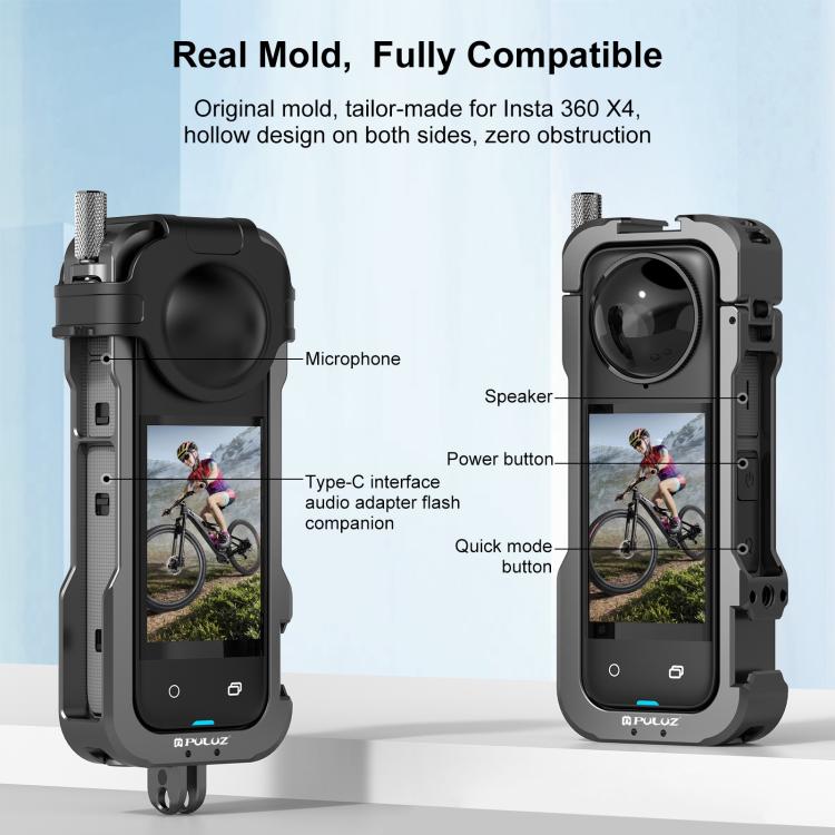 For Insta360 X4 PULUZ Metal Protective Cage Rig Housing Frame with Lens Cover, For Insta360 X4 - ORIWHIZDJI & Insta360 AccessoriesInsta360 X SeriesProtection & Cases