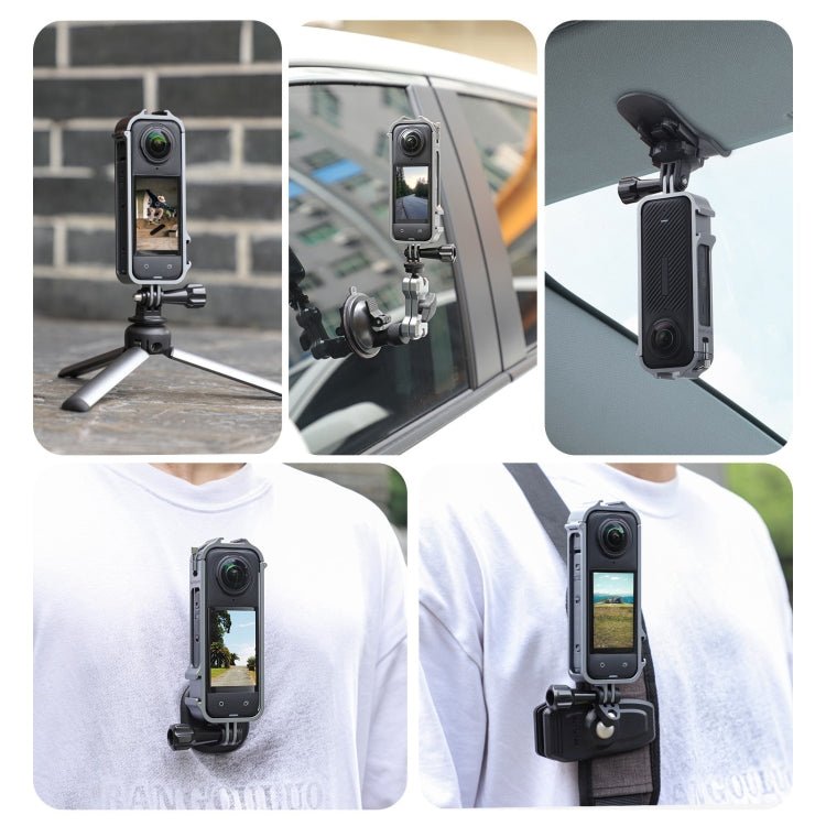 For Insta360 X4 Sunnylife Metal Protective Cage Rig with Cold Shoe Bases & Tripod Adapter, Metal Protective Cage - ORIWHIZDJI & Insta360 AccessoriesInsta360 X SeriesProtection & Cases