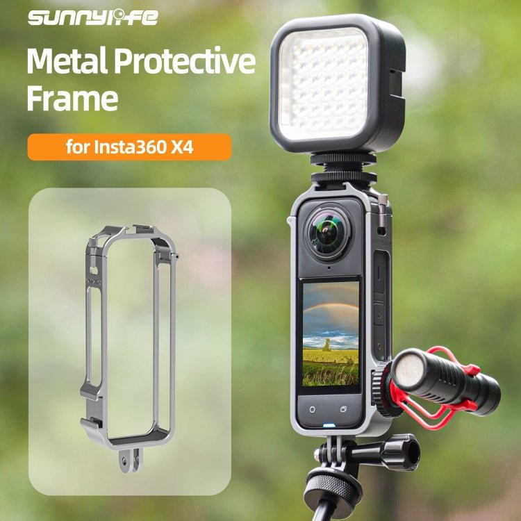 For Insta360 X4 Sunnylife Metal Protective Cage Rig with Cold Shoe Bases & Tripod Adapter, Metal Protective Cage - ORIWHIZDJI & Insta360 AccessoriesInsta360 X SeriesProtection & Cases