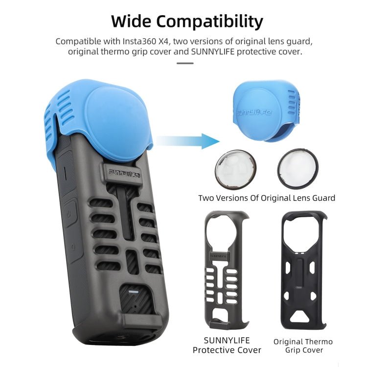 For Insta360 X4 / X5 Sunnylife Silicone Shockproof Case, Lens Cover, Lens Body Cover Kit - ORIWHIZDJI & Insta360 AccessoriesInsta360 X SeriesProtection & Cases