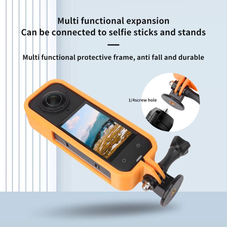 For Insta360 X5 360 Camera CQT Expandable Protective Cage Shockproof Case, Vertical Black, Horizontal Black, Vertical Orange, Horizontal Orange - ORIWHIZCQTDJI & Insta360 AccessoriesInsta360 X Series