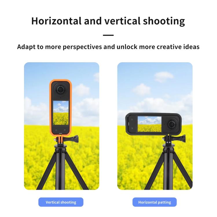 For Insta360 X5 360 Camera CQT Expandable Protective Cage Shockproof Case, Vertical Black, Horizontal Black, Vertical Orange, Horizontal Orange - ORIWHIZCQTDJI & Insta360 AccessoriesInsta360 X Series