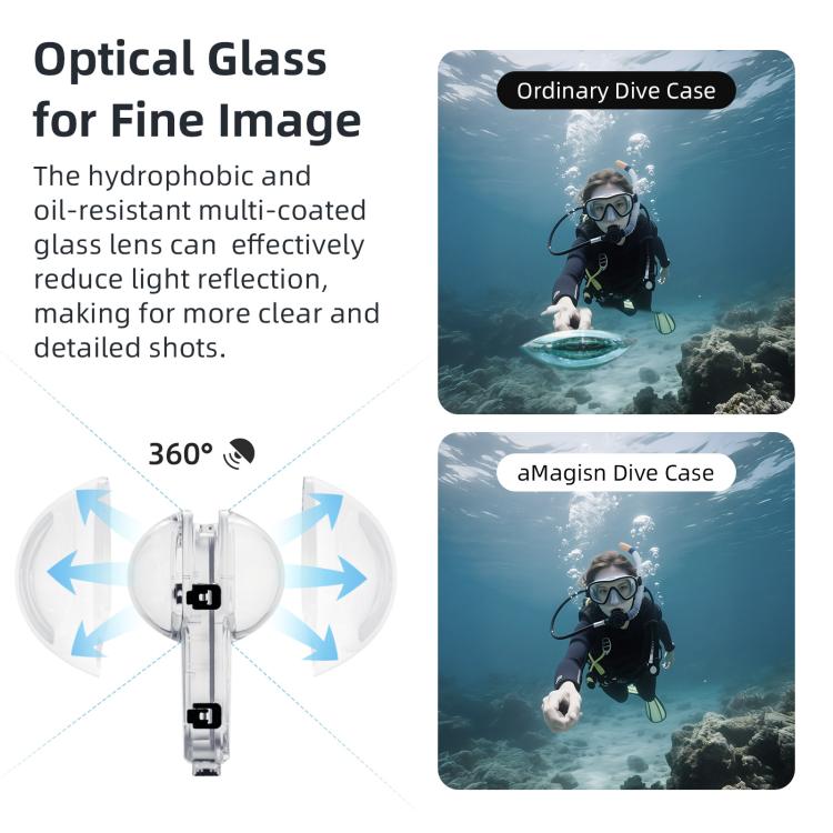 For Insta360 X5 AMagisn 60m/196ft Diving Case Quick - Release Full Invisible Waterproof Underwater Housing - ORIWHIZaMagisnDJI & Insta360 AccessoriesInsta360 X Series