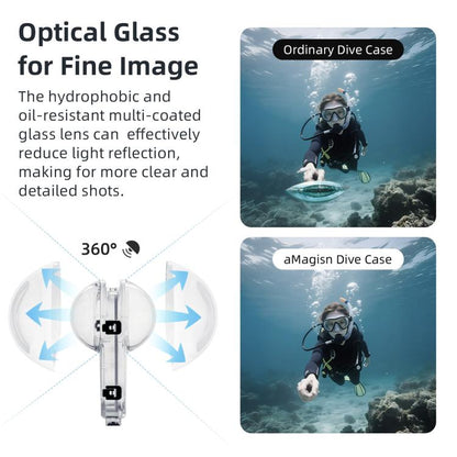 For Insta360 X5 AMagisn 60m/196ft Diving Case Quick - Release Full Invisible Waterproof Underwater Housing - ORIWHIZaMagisnDJI & Insta360 AccessoriesInsta360 X Series