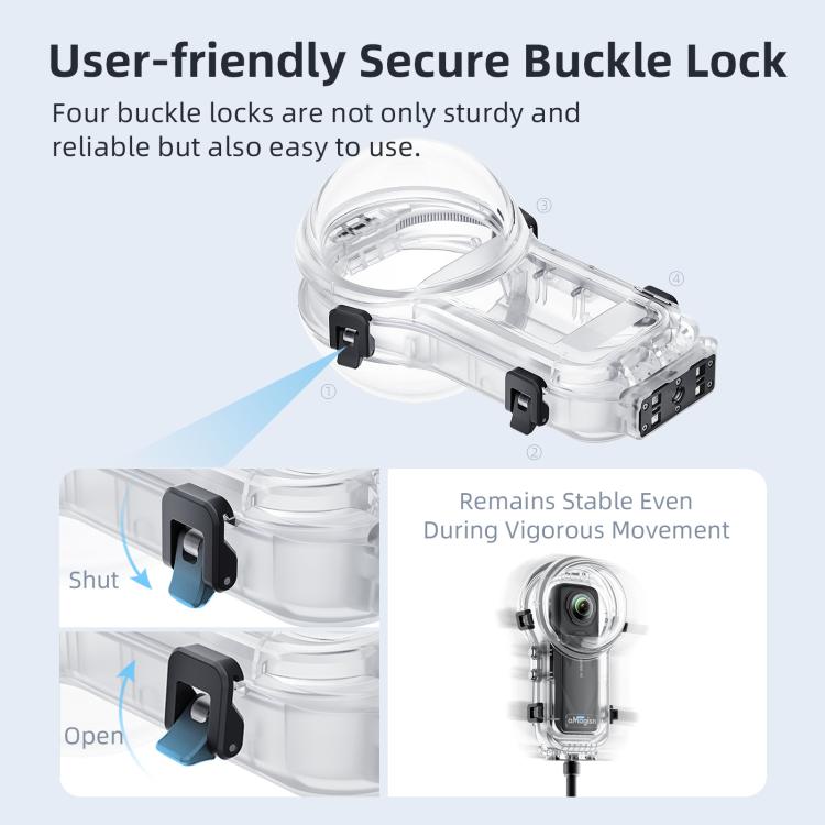 For Insta360 X5 AMagisn 60m/196ft Diving Case Quick - Release Full Invisible Waterproof Underwater Housing - ORIWHIZaMagisnDJI & Insta360 AccessoriesInsta360 X Series