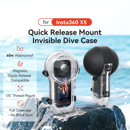 For Insta360 X5 AMagisn 60m/196ft Diving Case Quick - Release Full Invisible Waterproof Underwater Housing - ORIWHIZaMagisnDJI & Insta360 AccessoriesInsta360 X Series