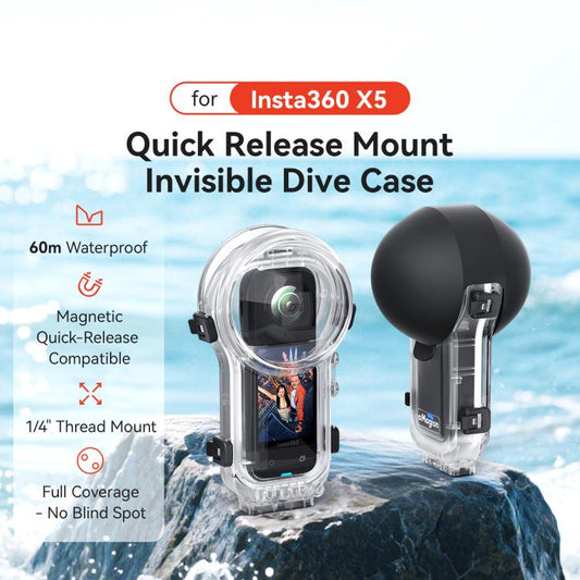 For Insta360 X5 AMagisn 60m/196ft Diving Case Quick - Release Full Invisible Waterproof Underwater Housing - ORIWHIZaMagisnDJI & Insta360 AccessoriesInsta360 X Series