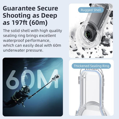 For Insta360 X5 AMagisn 60m/196ft Diving Case Quick - Release Full Invisible Waterproof Underwater Housing - ORIWHIZaMagisnDJI & Insta360 AccessoriesInsta360 X Series