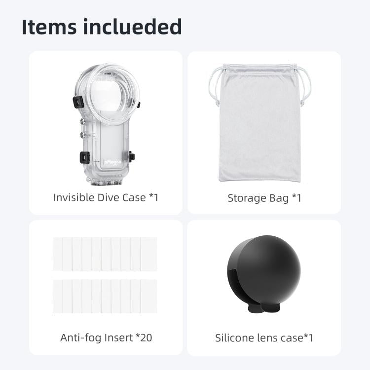 For Insta360 X5 AMagisn 60m/196ft Diving Case Quick - Release Full Invisible Waterproof Underwater Housing - ORIWHIZaMagisnDJI & Insta360 AccessoriesInsta360 X Series
