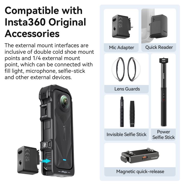 For Insta360 X5 AMagisn Quick Release Plastic Cage Expansion Frame Accessories, PF02 - ORIWHIZaMagisnDJI & Insta360 AccessoriesInsta360 X Series