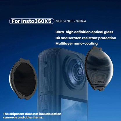 For Insta360 X5 BRDRC Action Camera Protective Filter Glass Neutral Density Filter, ND16, ND32, ND64 - ORIWHIZBRDRCDJI & Insta360 AccessoriesInsta360 X Series