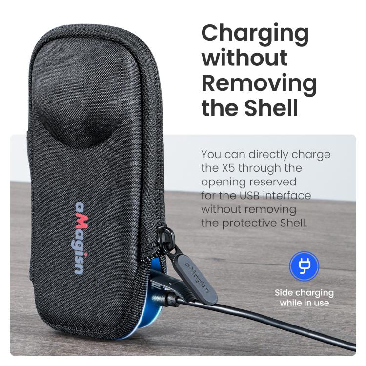 For Insta360 X5 Camera aMagisn Storage Bag Hard Shell Protective Case with Carabiner Clip, Storage Bag - ORIWHIZaMagisnDJI & Insta360 AccessoriesInsta360 X Series
