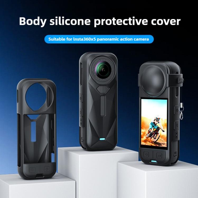 For Insta360 X5 Camera Body Cover Silicone Case with Lens Cover, Silicone Case with Lens Cover - ORIWHIZDJI & Insta360 AccessoriesInsta360 X SeriesProtection & Cases