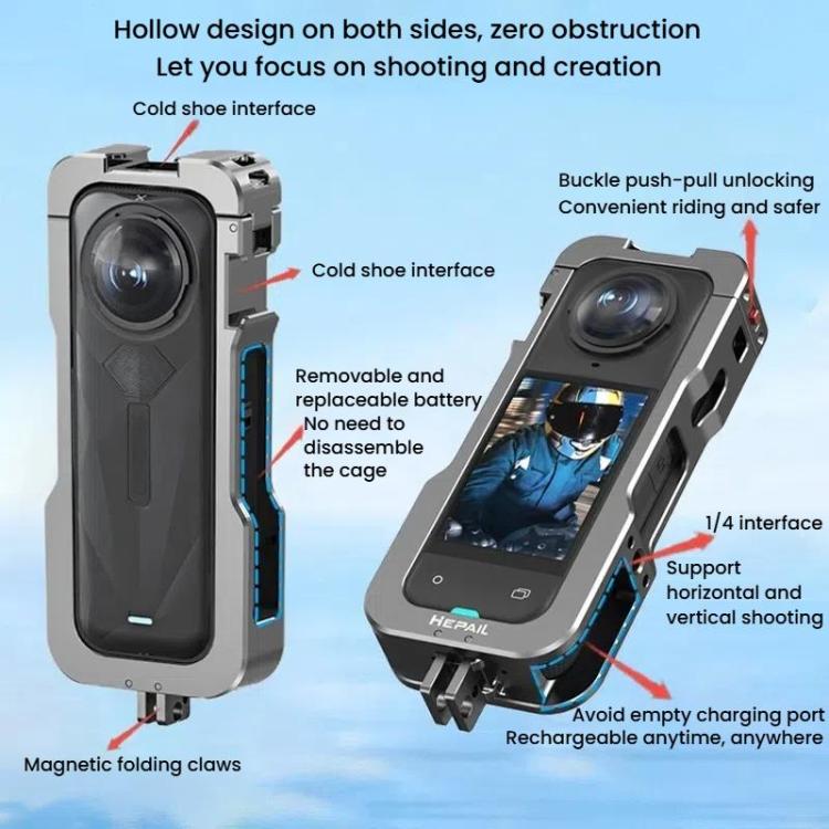 For Insta360 X5 HEPAIL AC - 81 Metal Rabbit Cage Extended Protective Frame, AC - 81 - ORIWHIZDJI & Insta360 AccessoriesHEPAILInsta360 X Series