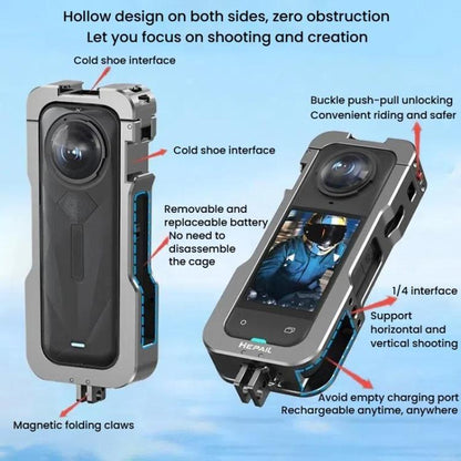 For Insta360 X5 HEPAIL AC - 81 Metal Rabbit Cage Extended Protective Frame, AC - 81 - ORIWHIZDJI & Insta360 AccessoriesHEPAILInsta360 X Series