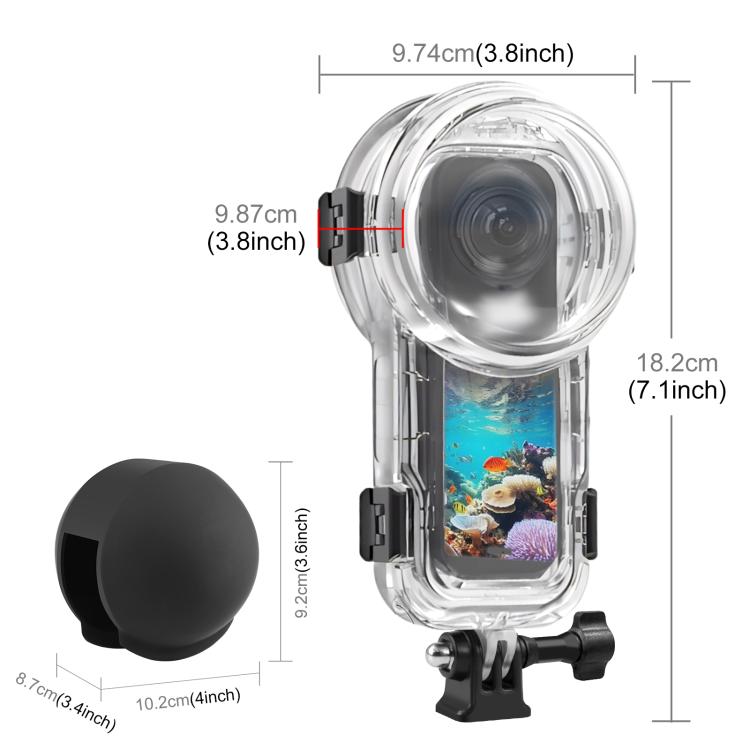 For Insta360 X5 PULUZ 60m Waterproof Sealed Diving Case with Silicone Lens Cover, Diving Case with Silicone Lens Cover - ORIWHIZDJI & Insta360 AccessoriesInsta360 X SeriesProtection & Cases