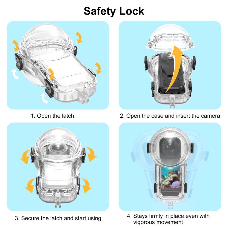 For Insta360 X5 PULUZ 60m Waterproof Sealed Diving Case with Silicone Lens Cover, Diving Case with Silicone Lens Cover - ORIWHIZDJI & Insta360 AccessoriesInsta360 X SeriesProtection & Cases