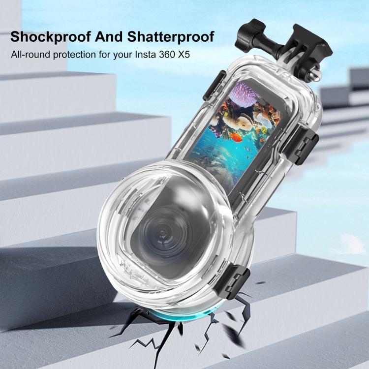 For Insta360 X5 PULUZ 60m Waterproof Sealed Diving Case with Silicone Lens Cover, Diving Case with Silicone Lens Cover - ORIWHIZDJI & Insta360 AccessoriesInsta360 X SeriesProtection & Cases