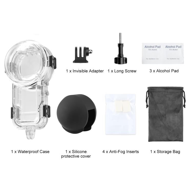 For Insta360 X5 PULUZ 60m Waterproof Sealed Diving Case with Silicone Lens Cover, Diving Case with Silicone Lens Cover - ORIWHIZDJI & Insta360 AccessoriesInsta360 X SeriesProtection & Cases