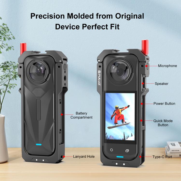 For Insta360 X5 PULUZ Metal Protective Cage Rig Housing Frame with Lens Cover, Metal Protective Cage - ORIWHIZDJI & Insta360 AccessoriesInsta360 X SeriesProtection & Cases