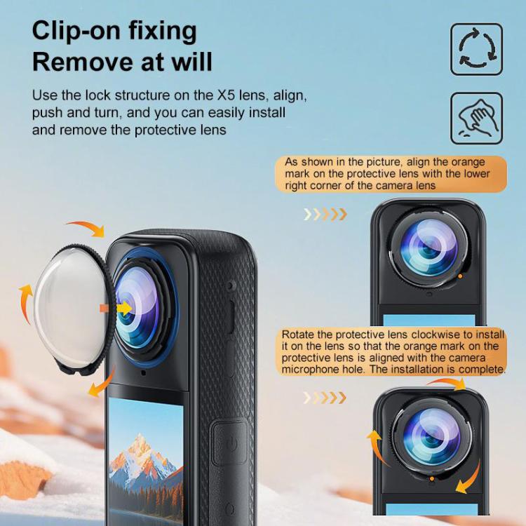 For Insta360 X5 PULUZ Rotating Optical Tempered Glass Lens Guard Protective Cover, Rotating Glass Lens Guard - ORIWHIZDJI & Insta360 AccessoriesInsta360 X SeriesLen Accessories