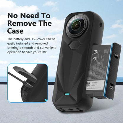 For Insta360 X5 PULUZ Silicone Protective Case with Lens Cover, Case with Lens Cover (Black) - ORIWHIZDJI & Insta360 AccessoriesInsta360 X SeriesProtection & Cases