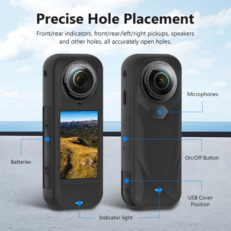 For Insta360 X5 PULUZ Silicone Protective Case with Lens Cover, Case with Lens Cover (Black) - ORIWHIZDJI & Insta360 AccessoriesInsta360 X SeriesProtection & Cases