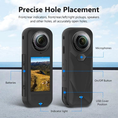 For Insta360 X5 PULUZ Silicone Protective Case with Lens Cover, Case with Lens Cover (Black) - ORIWHIZDJI & Insta360 AccessoriesInsta360 X SeriesProtection & Cases