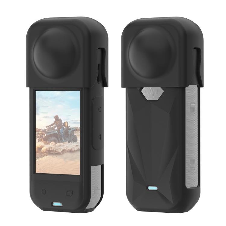 For Insta360 X5 PULUZ Silicone Protective Case with Lens Cover, Case with Lens Cover (Black) - ORIWHIZDJI & Insta360 AccessoriesInsta360 X SeriesProtection & Cases