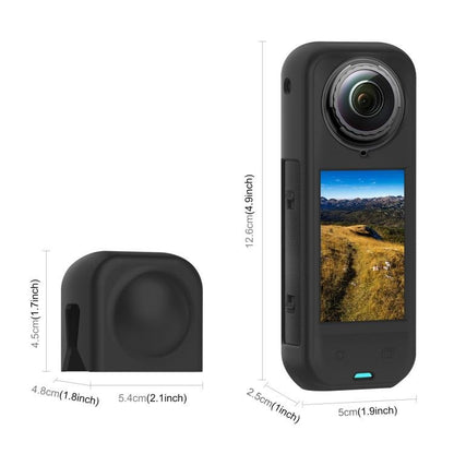 For Insta360 X5 PULUZ Silicone Protective Case with Lens Cover, Case with Lens Cover (Black) - ORIWHIZDJI & Insta360 AccessoriesInsta360 X SeriesProtection & Cases