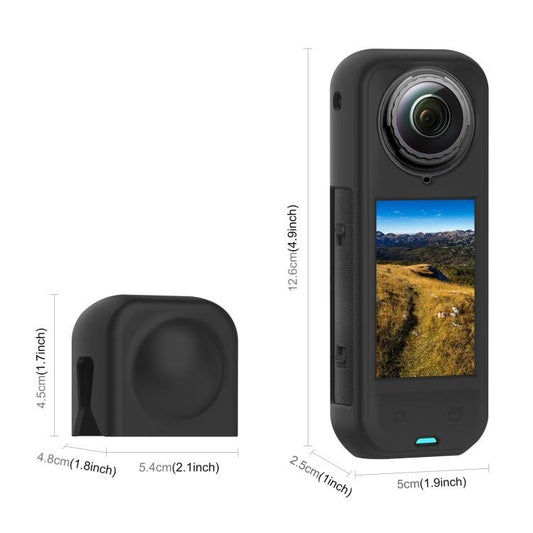 For Insta360 X5 PULUZ Silicone Protective Case with Lens Cover, Case with Lens Cover (Black) - ORIWHIZDJI & Insta360 AccessoriesInsta360 X SeriesProtection & Cases