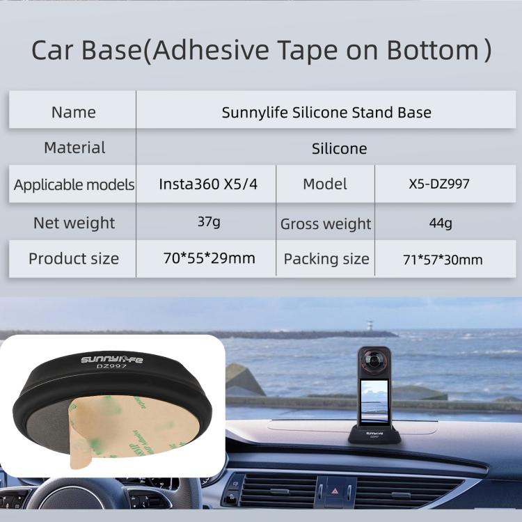 For Insta360 X5 / X4 Sunnylife Silicone Stand Base, Car Base, Tabletop Base - ORIWHIZDJI & Insta360 AccessoriesInsta360 X SeriesMounts