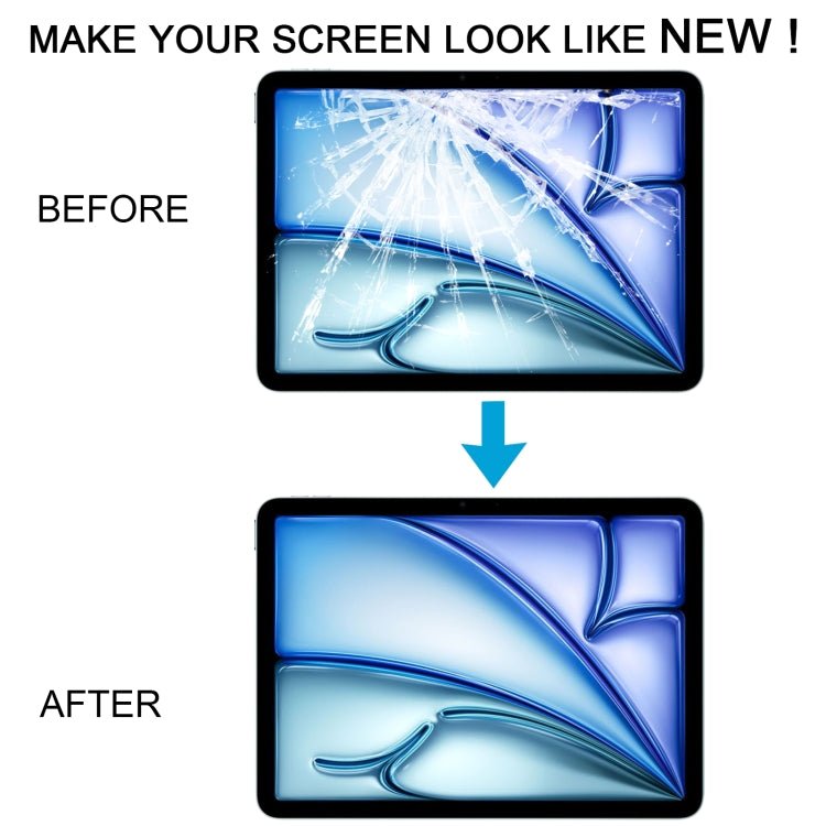 For iPad Air 11 inch 2024 A2899 A2900 Front Screen Outer Glass Lens with OCA Optically Clear Adhesive, A2899 A2900 - ORIWHIZ