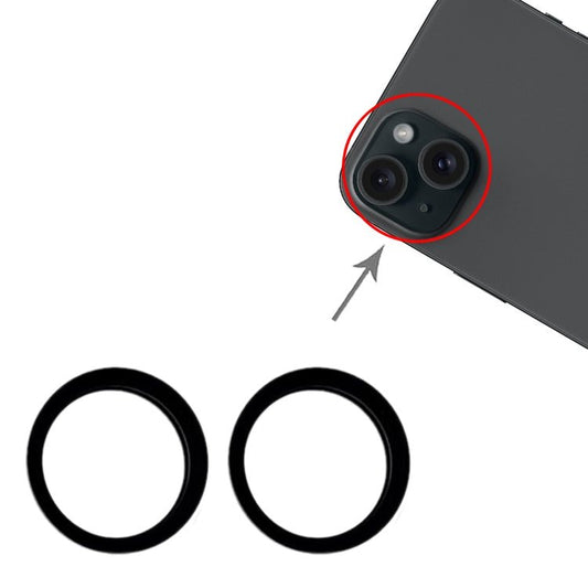 For iPhone 15 / 15 Plus 2pcs/set Rear Camera Glass Lens Metal Outside Protector Hoop Ring, For iPhone 15 / 15 Plus - ORIWHIZ